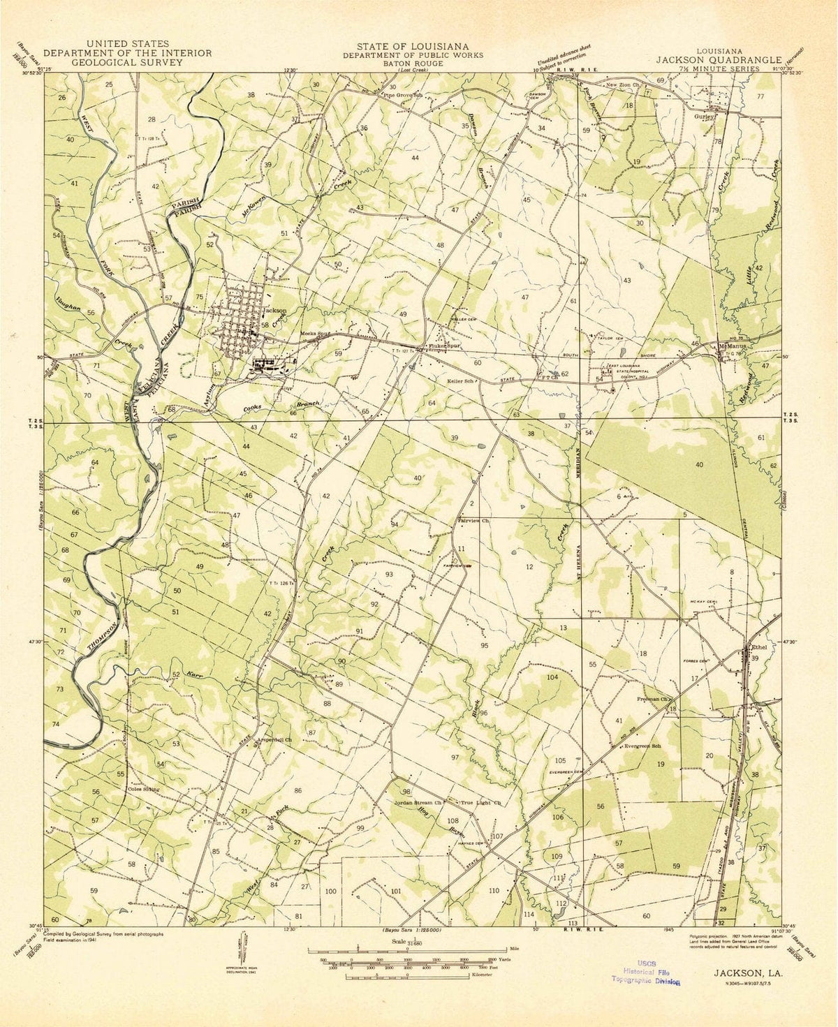 1945 Jackson, LA - Louisiana - USGS Topographic Map