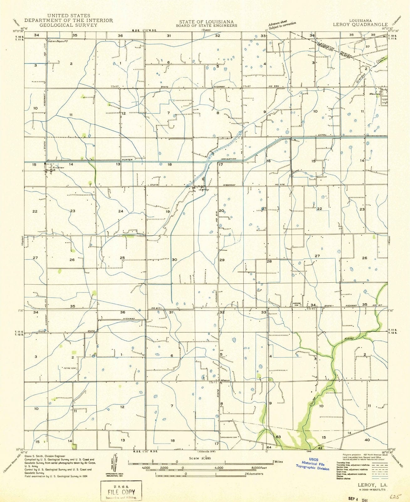1946 Leroy, LA - Louisiana - USGS Topographic Map