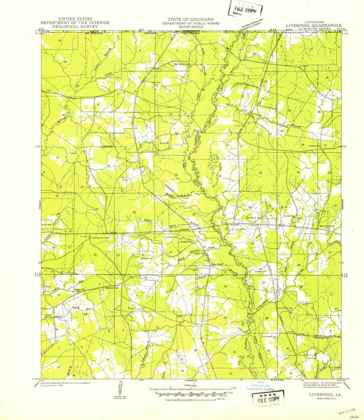 1942 Liverpool, LA - Louisiana - USGS Topographic Map