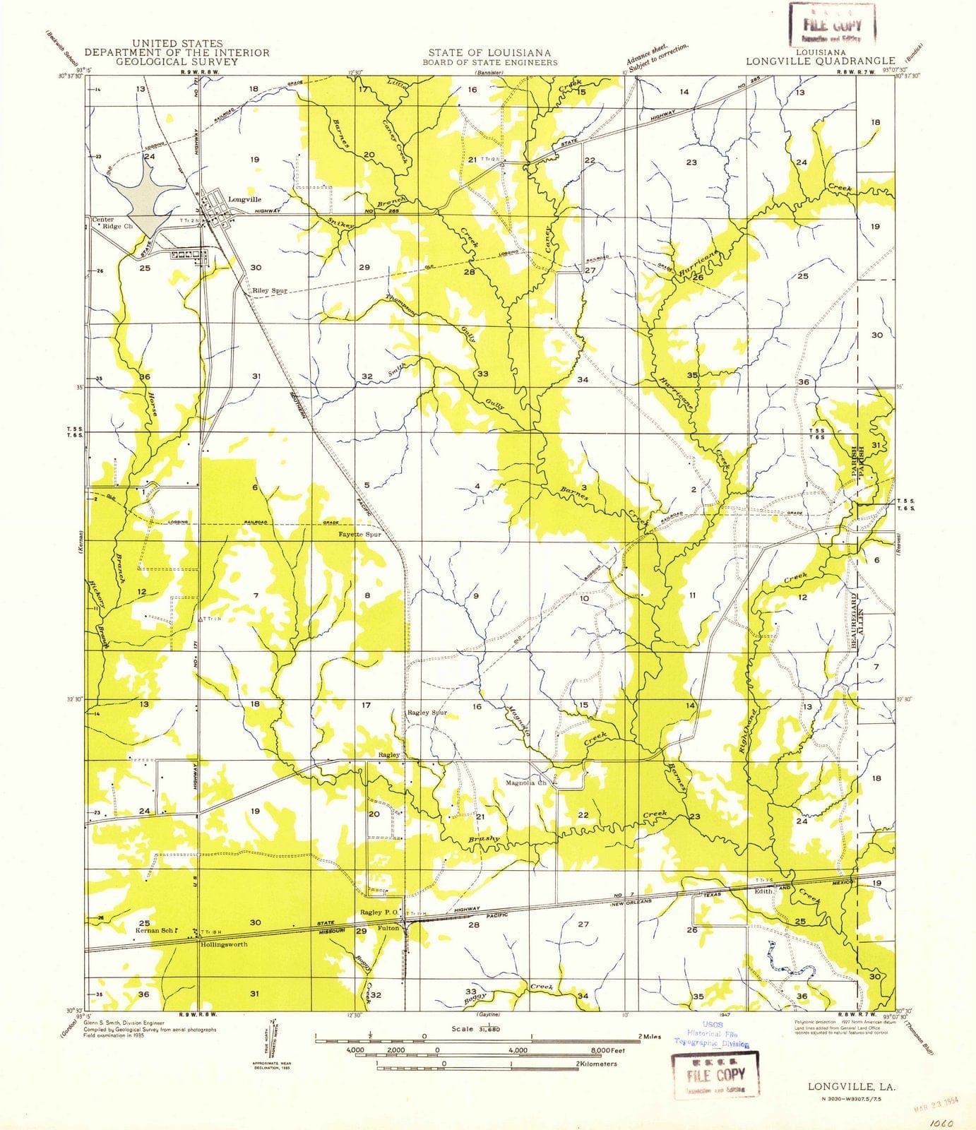 1935 Longville, LA - Louisiana - USGS Topographic Map