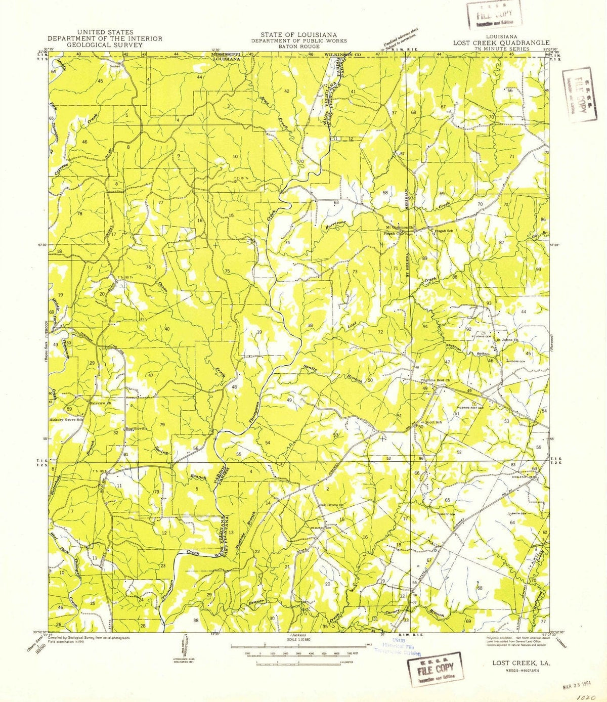 1941 Lost Creek, LA - Louisiana - USGS Topographic Map