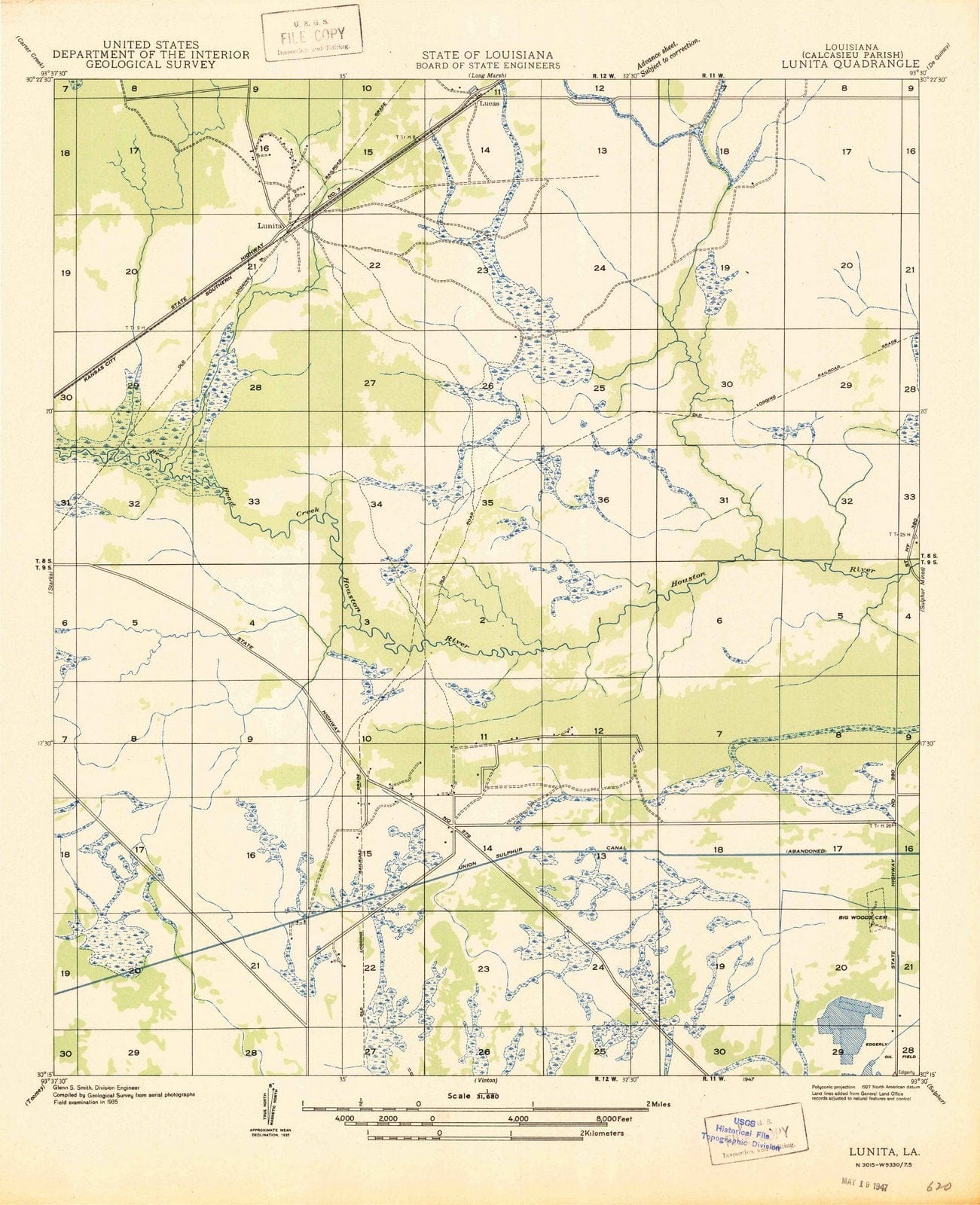 1947 Lunita, LA - Louisiana - USGS Topographic Map