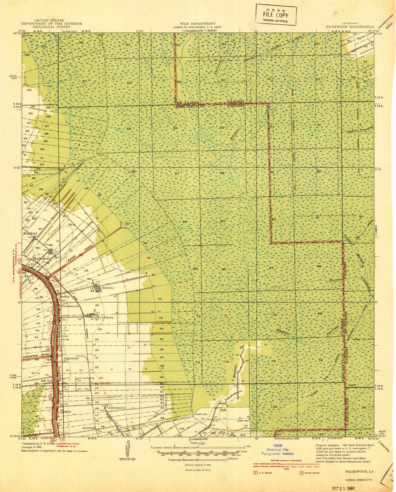 1940 Madewood, LA - Louisiana - USGS Topographic Map