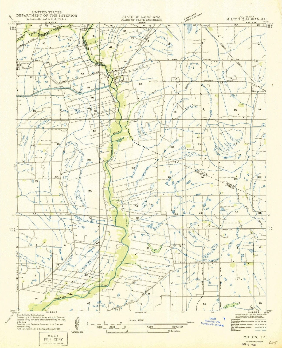 1946 Milton, LA - Louisiana - USGS Topographic Map