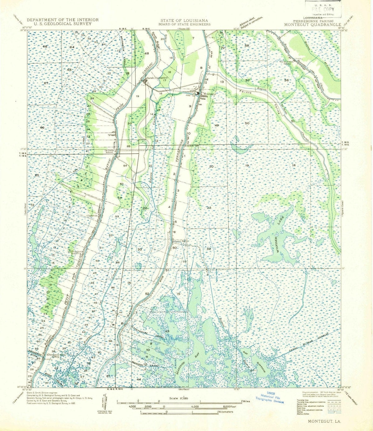 1935 Montegut, LA - Louisiana - USGS Topographic Map
