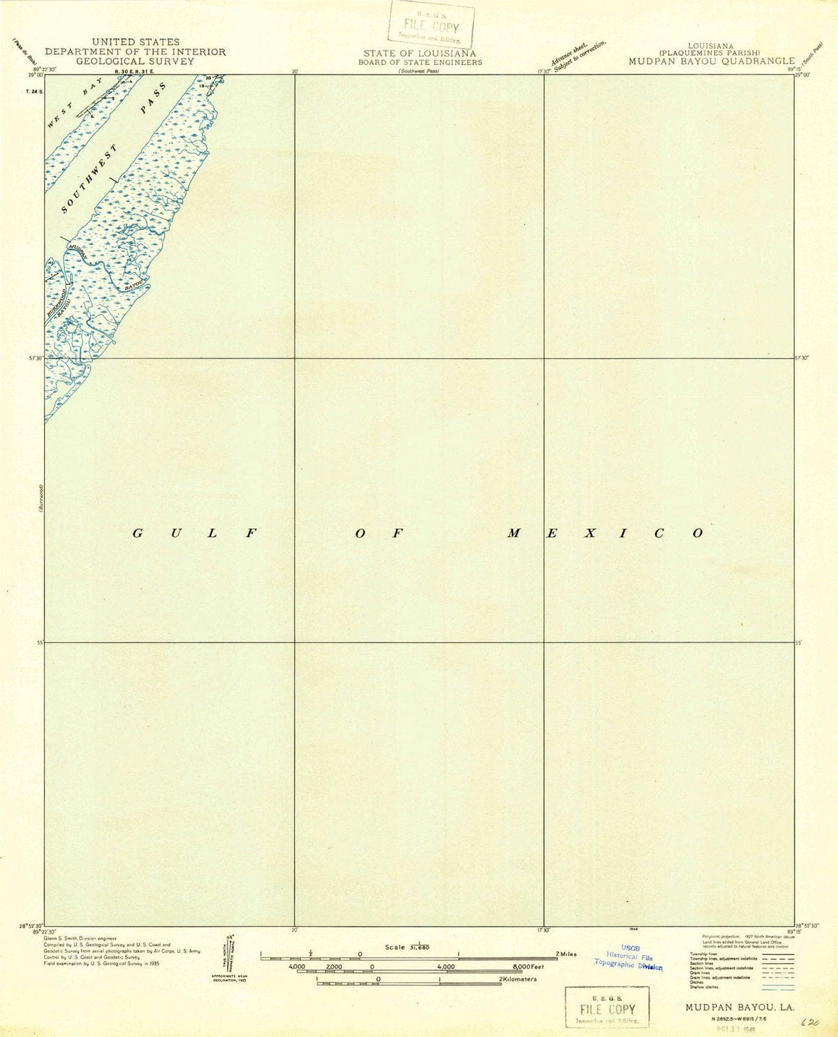 1946 Mudpan Bayou, LA - Louisiana - USGS Topographic Map