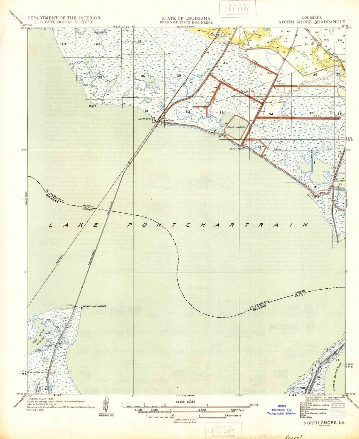 1936 North Shore, LA - Louisiana - USGS Topographic Map