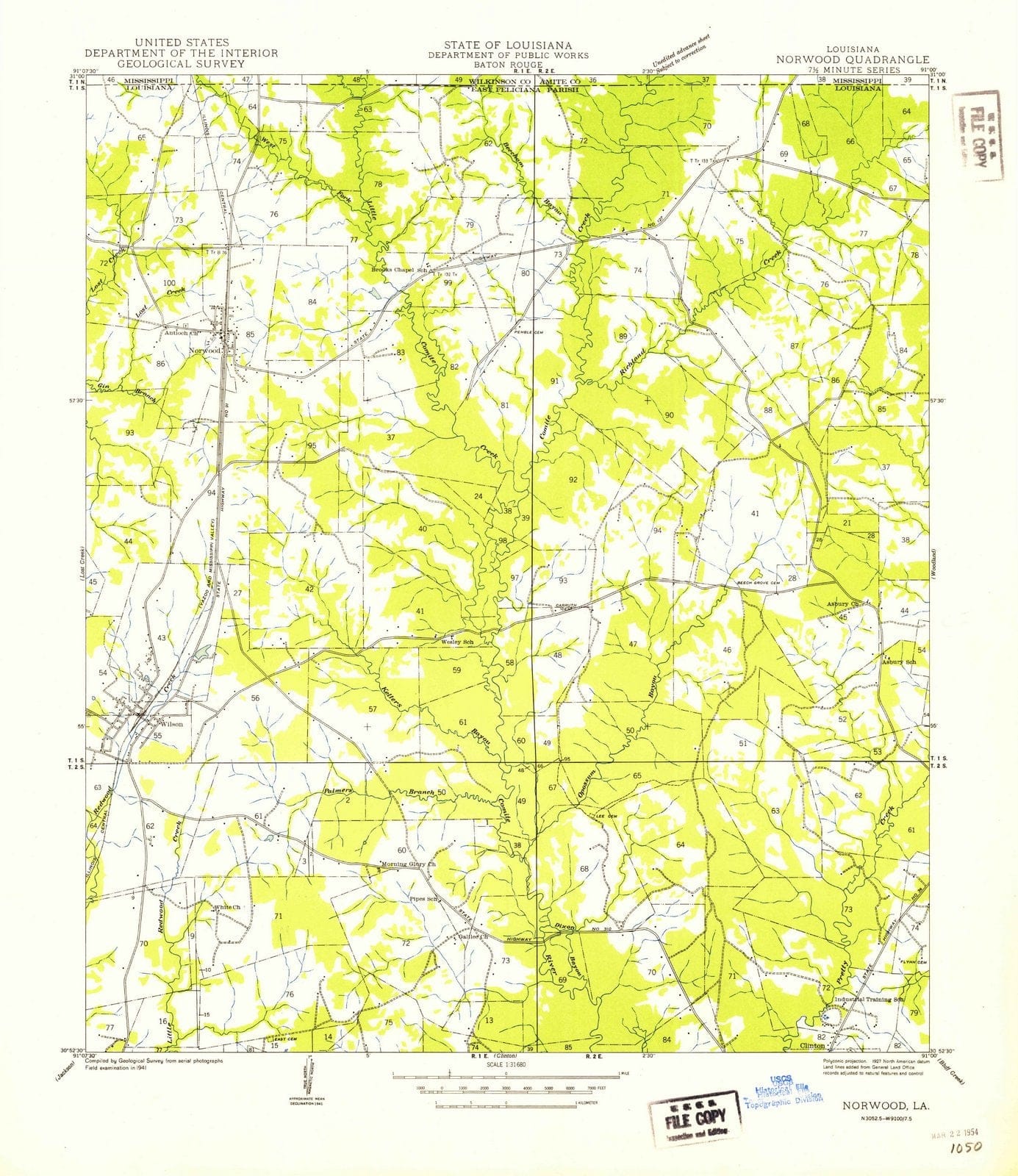 1941 Norwood, LA - Louisiana - USGS Topographic Map