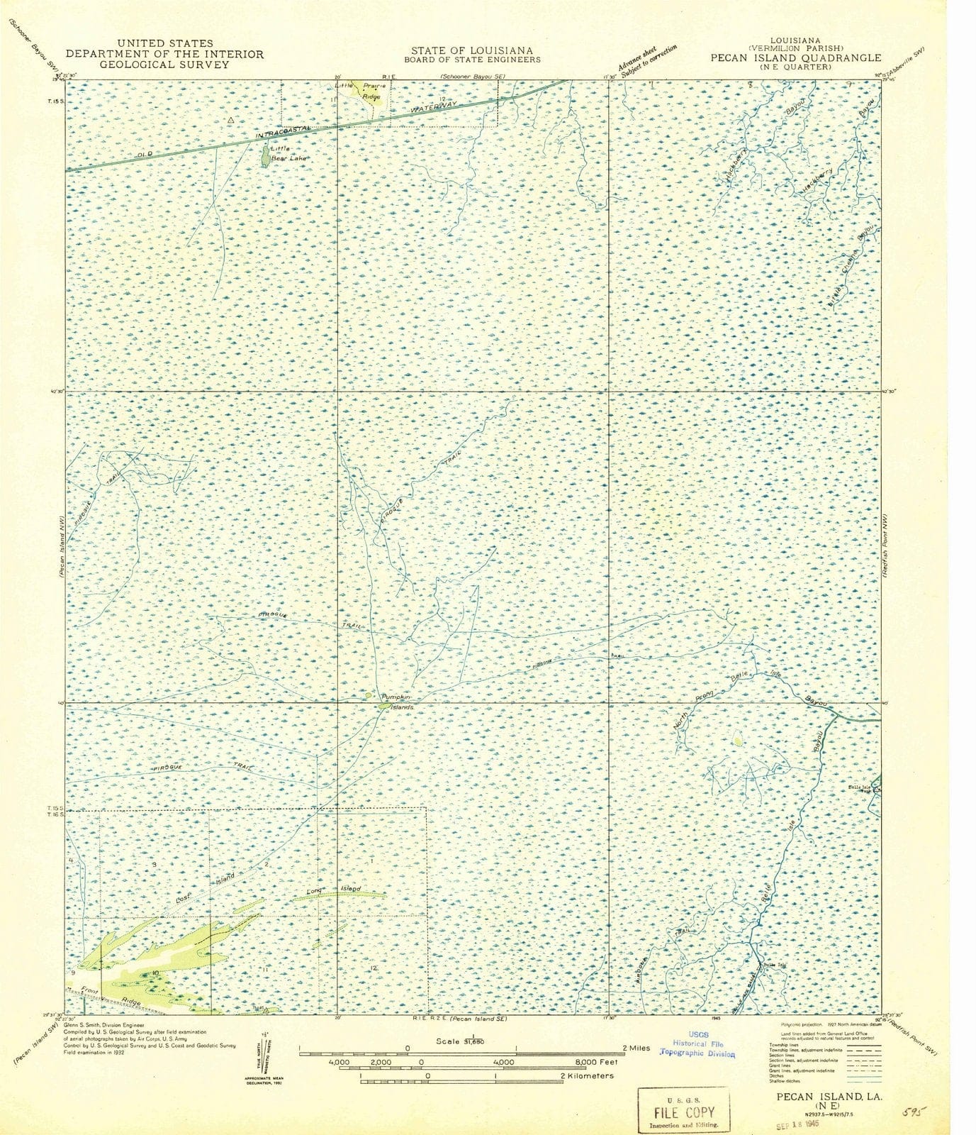 1945 Pecan Island, LA - Louisiana - USGS Topographic Map