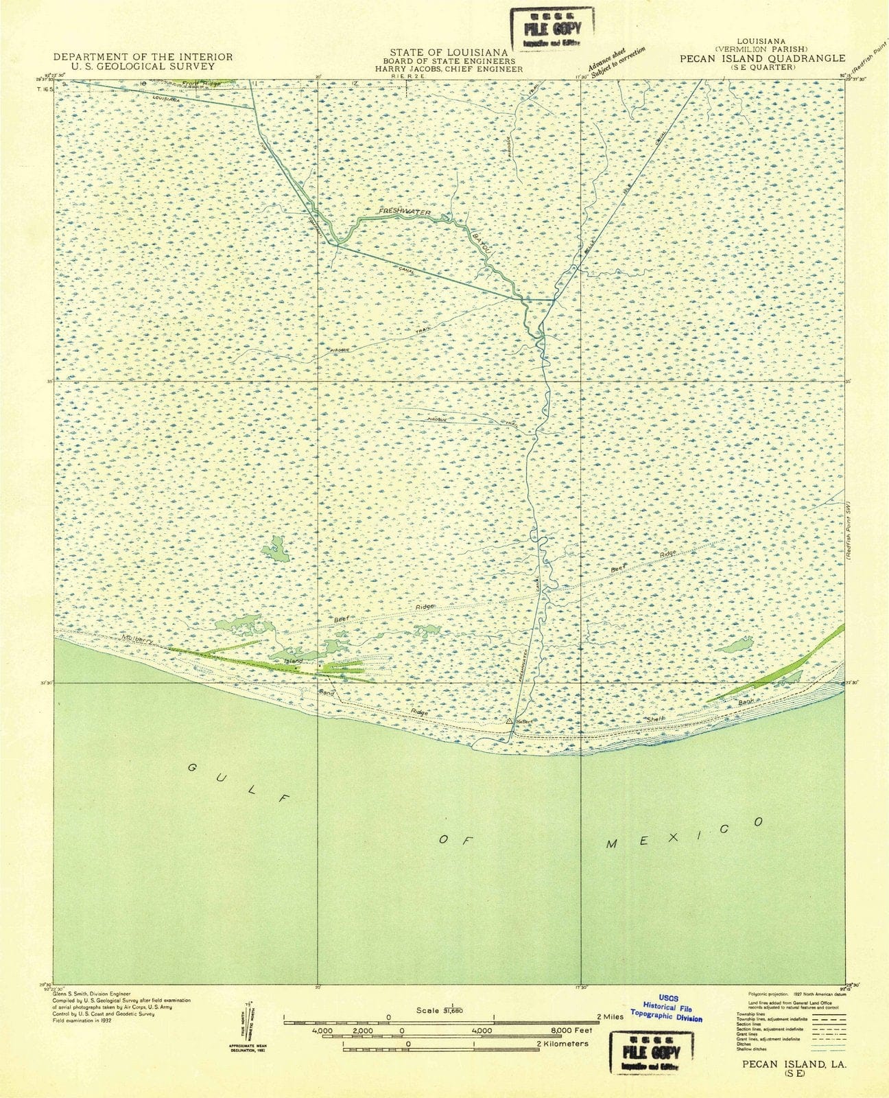 1932 Pecan Island, LA - Louisiana - USGS Topographic Map