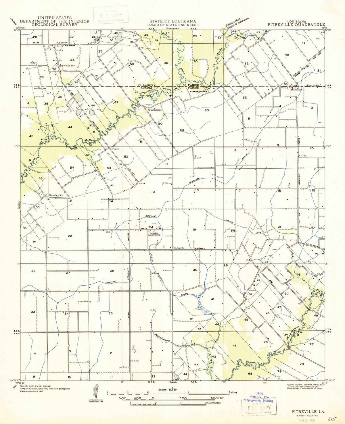 1947 Pitreville, LA - Louisiana - USGS Topographic Map
