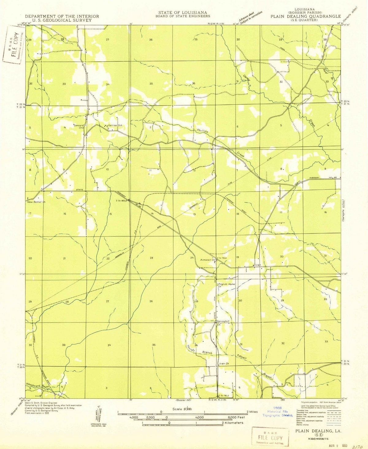 1950 Plainealing, LA - Louisiana - USGS Topographic Map