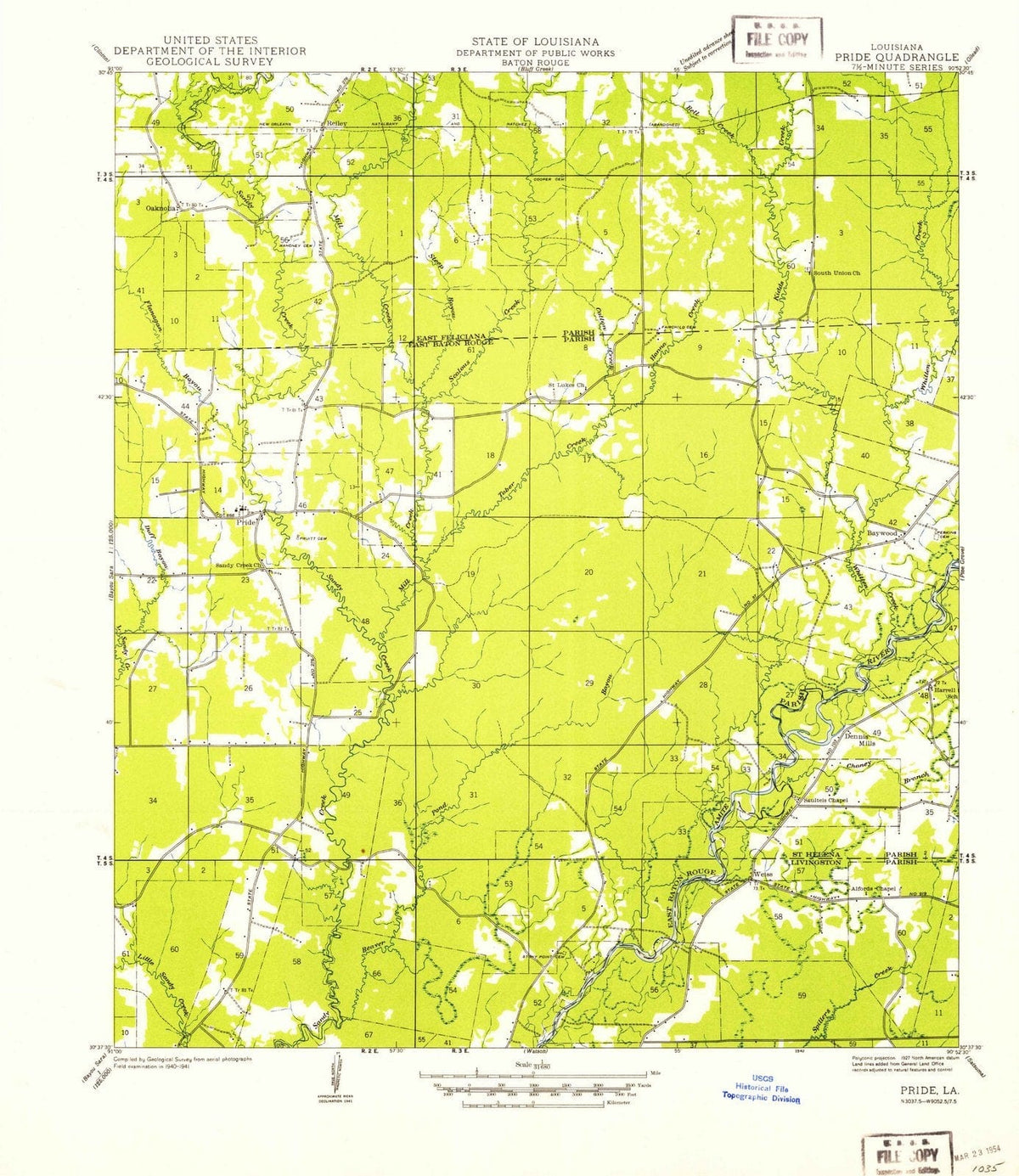 1942 Pride, LA - Louisiana - USGS Topographic Map