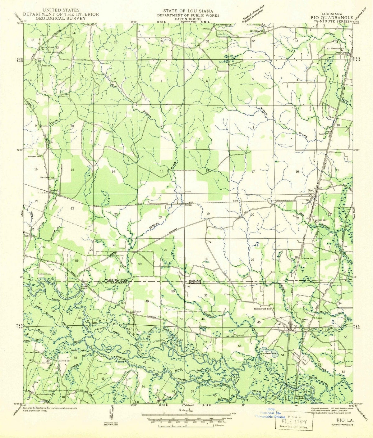 1942 Rio, LA - Louisiana - USGS Topographic Map