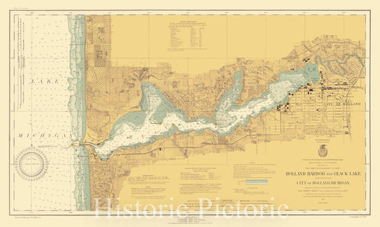 Holland Harbor and Black Lake Including City of Holland, Michigan 1920 Nautical Chart