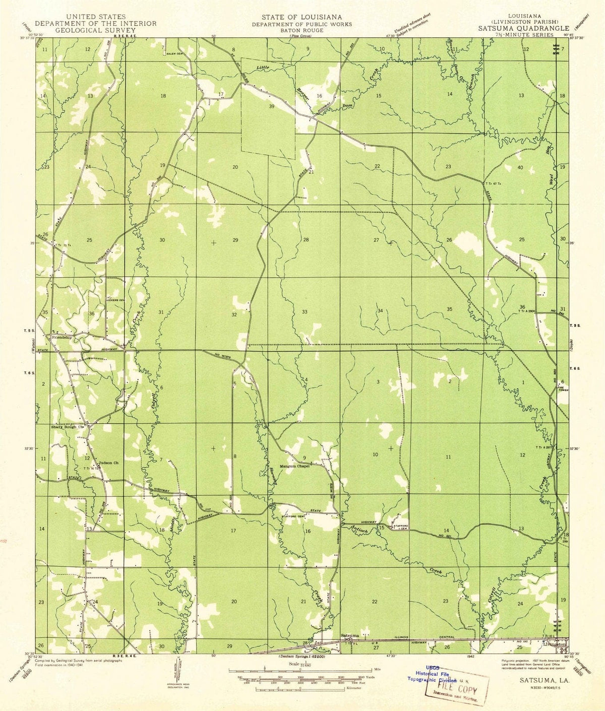 1942 Satsuma, LA - Louisiana - USGS Topographic Map