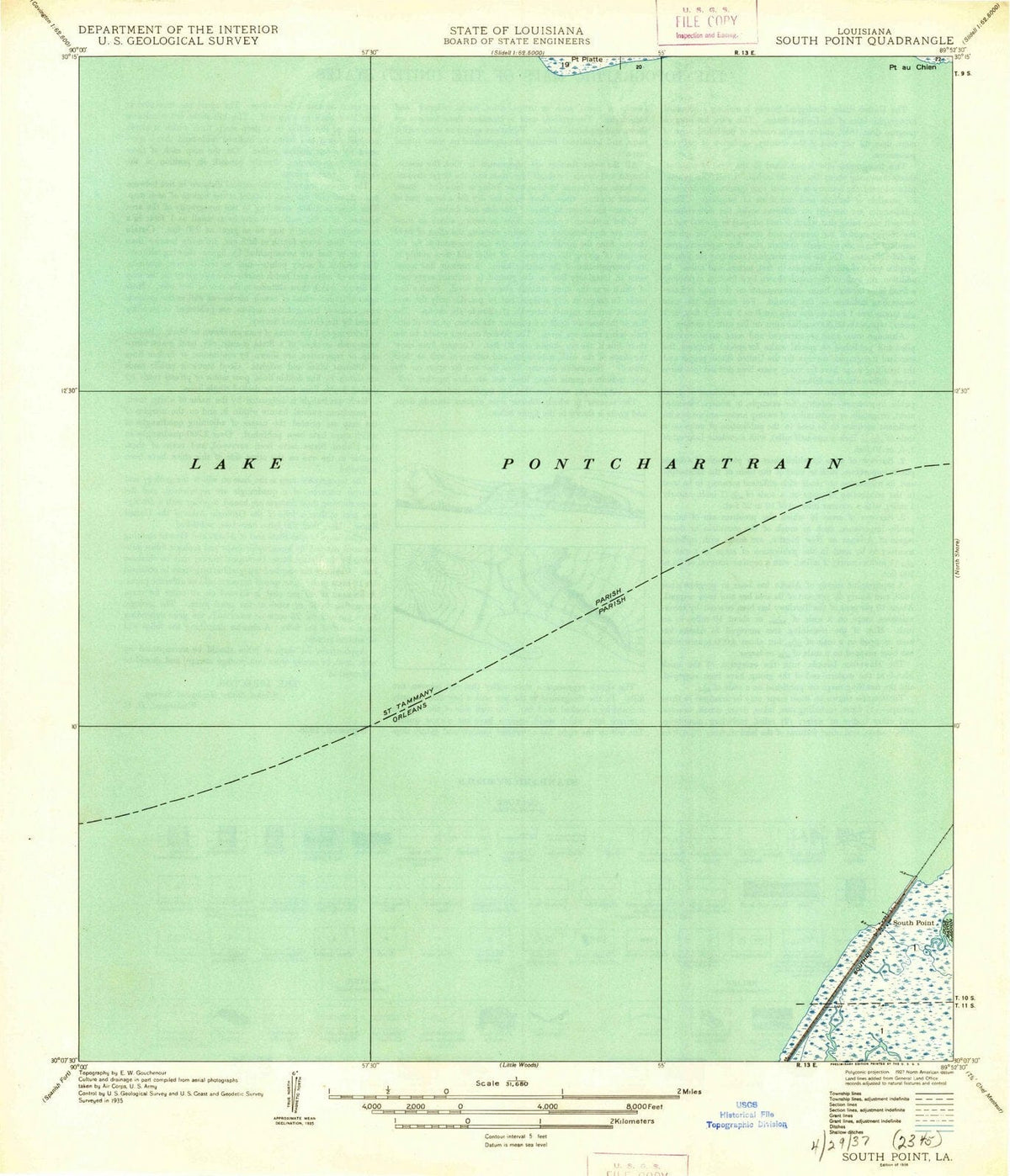 1936 South Point, LA - Louisiana - USGS Topographic Map
