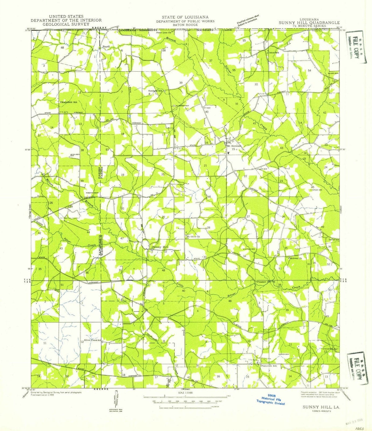 1939 Sunny Hill, LA - Louisiana - USGS Topographic Map