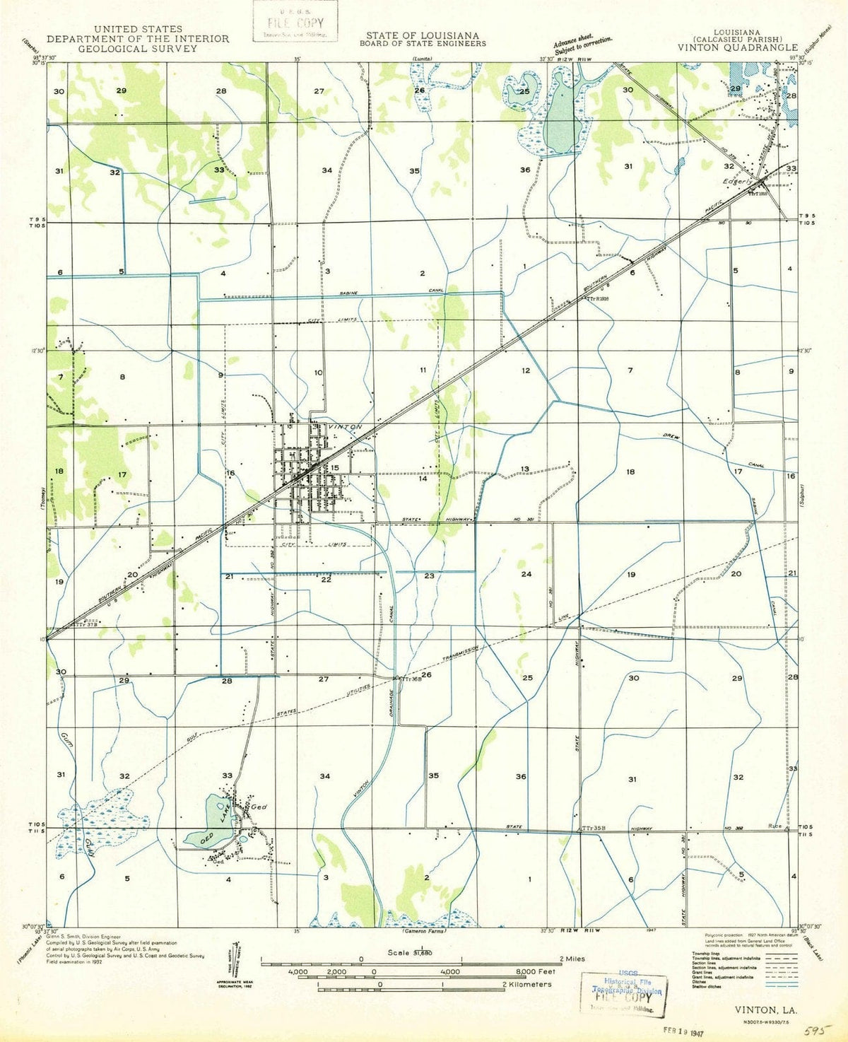 1947 Vinton, LA - Louisiana - USGS Topographic Map