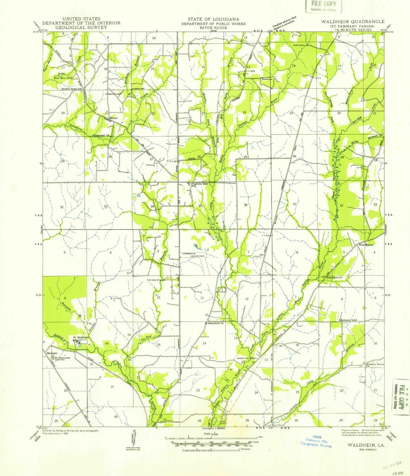 1942 Waldheim, LA - Louisiana - USGS Topographic Map
