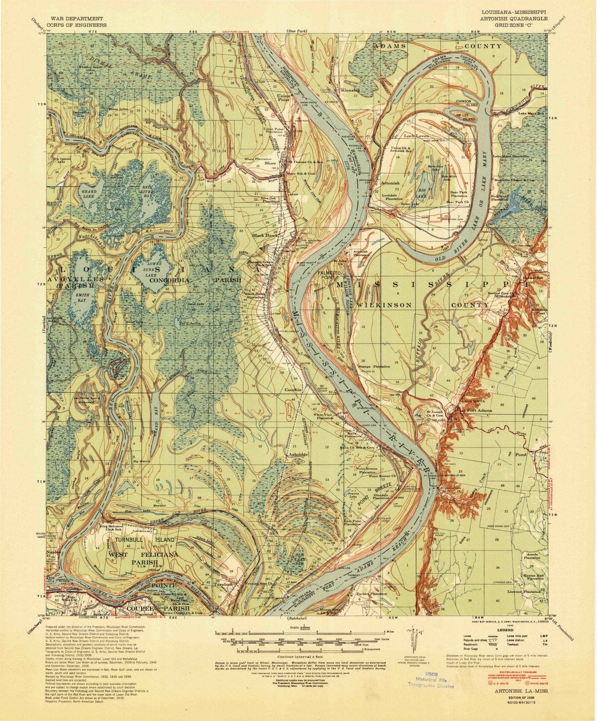 1939 Artonish, MS - Mississippi - USGS Topographic Map