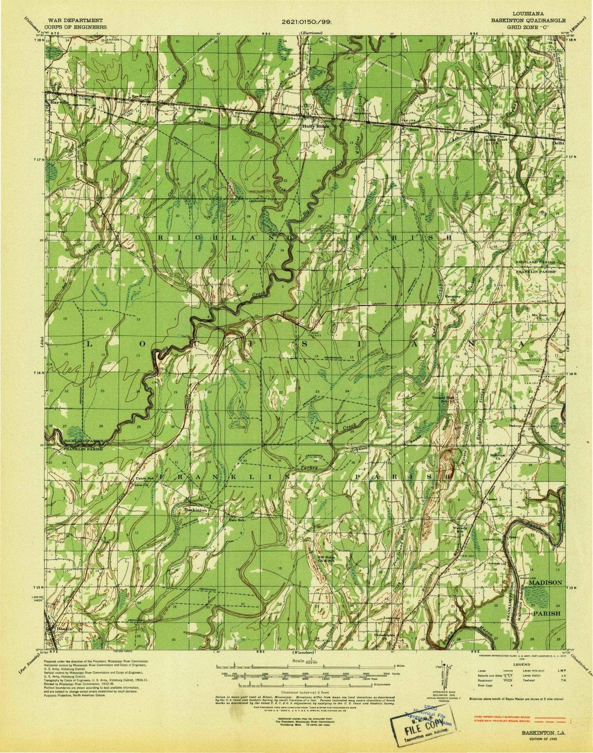 1935 Baskinton, LA - Louisiana - USGS Topographic Map