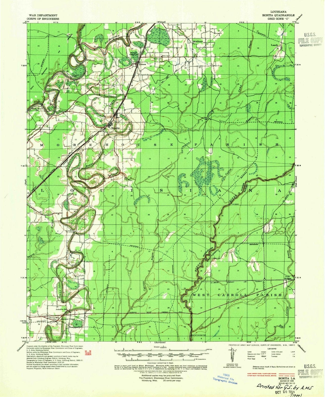 1935 Bonita, LA - Louisiana - USGS Topographic Map