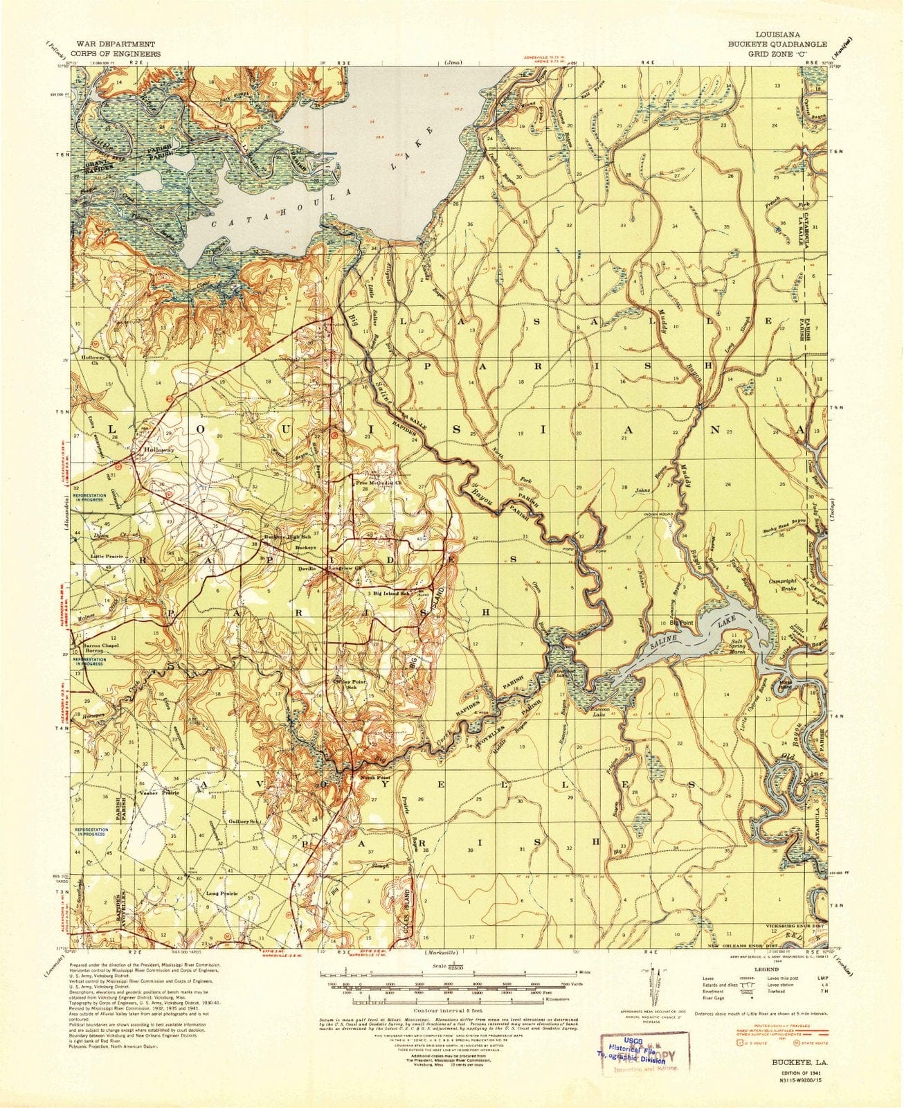 1941 Buckeye, LA - Louisiana - USGS Topographic Map