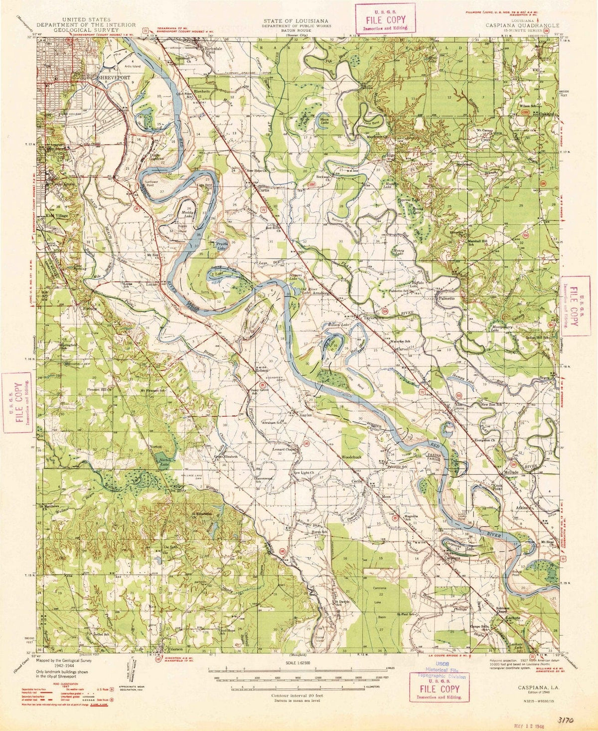 1948 Caspiana, LA - Louisiana - USGS Topographic Map