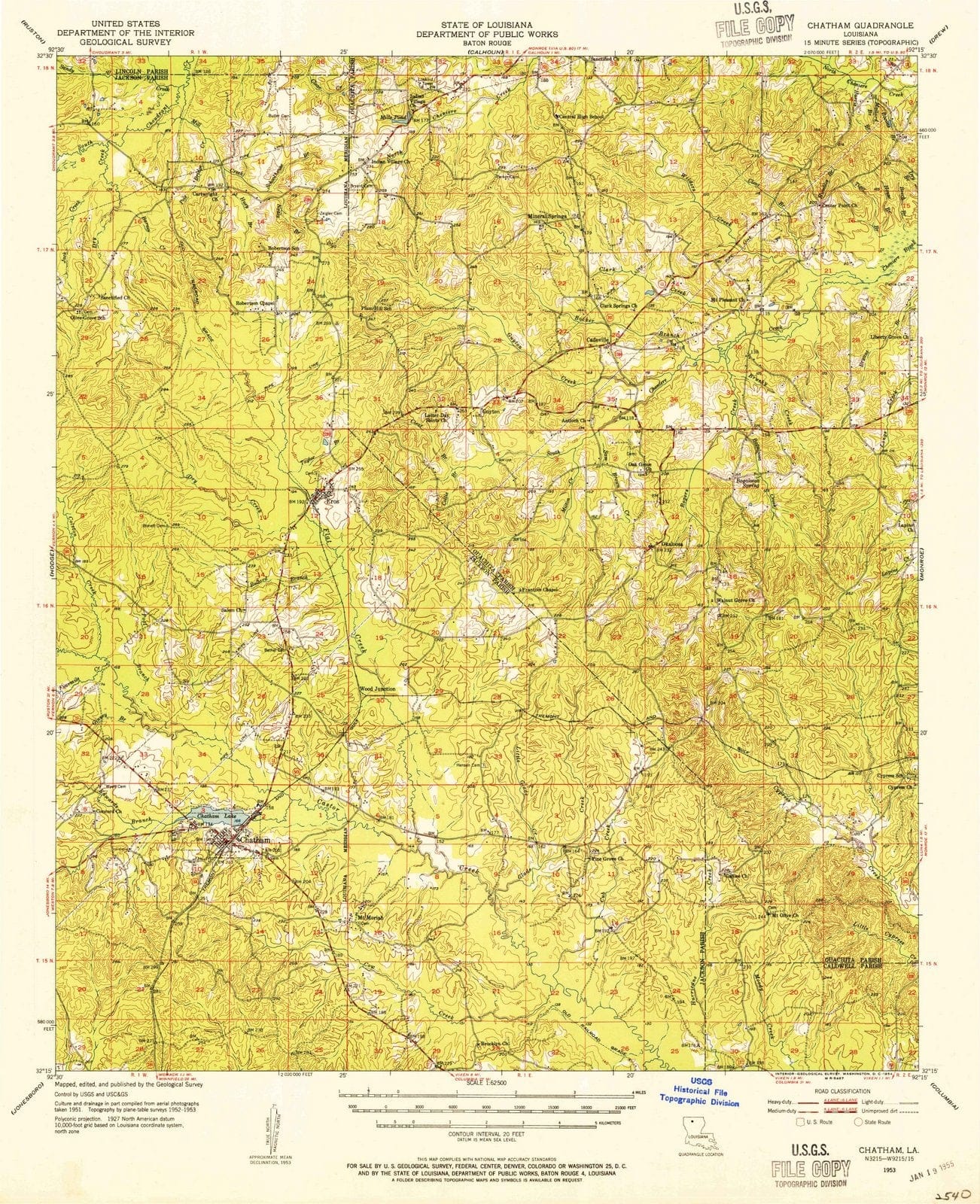 1953 Chatham, LA - Louisiana - USGS Topographic Map