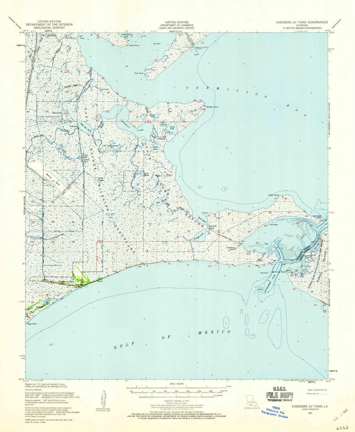 1951 Cheniere Au Tigre, LA - Louisiana - USGS Topographic Map