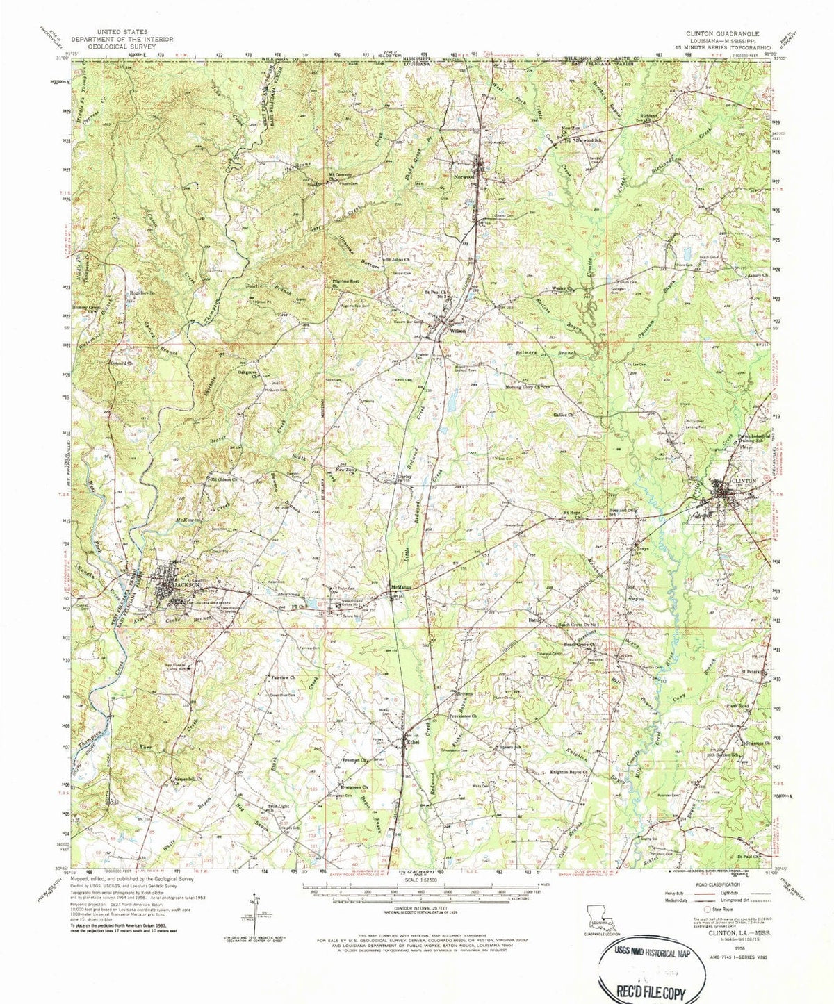 1958 Clinton, LA - Louisiana - USGS Topographic Map