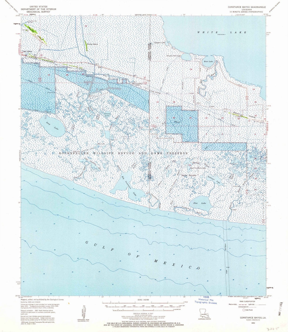 1955 Constance Bayou, LA - Louisiana - USGS Topographic Map