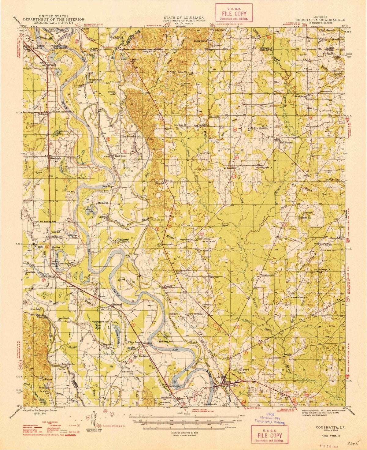 1948 Coushatta, LA - Louisiana - USGS Topographic Map