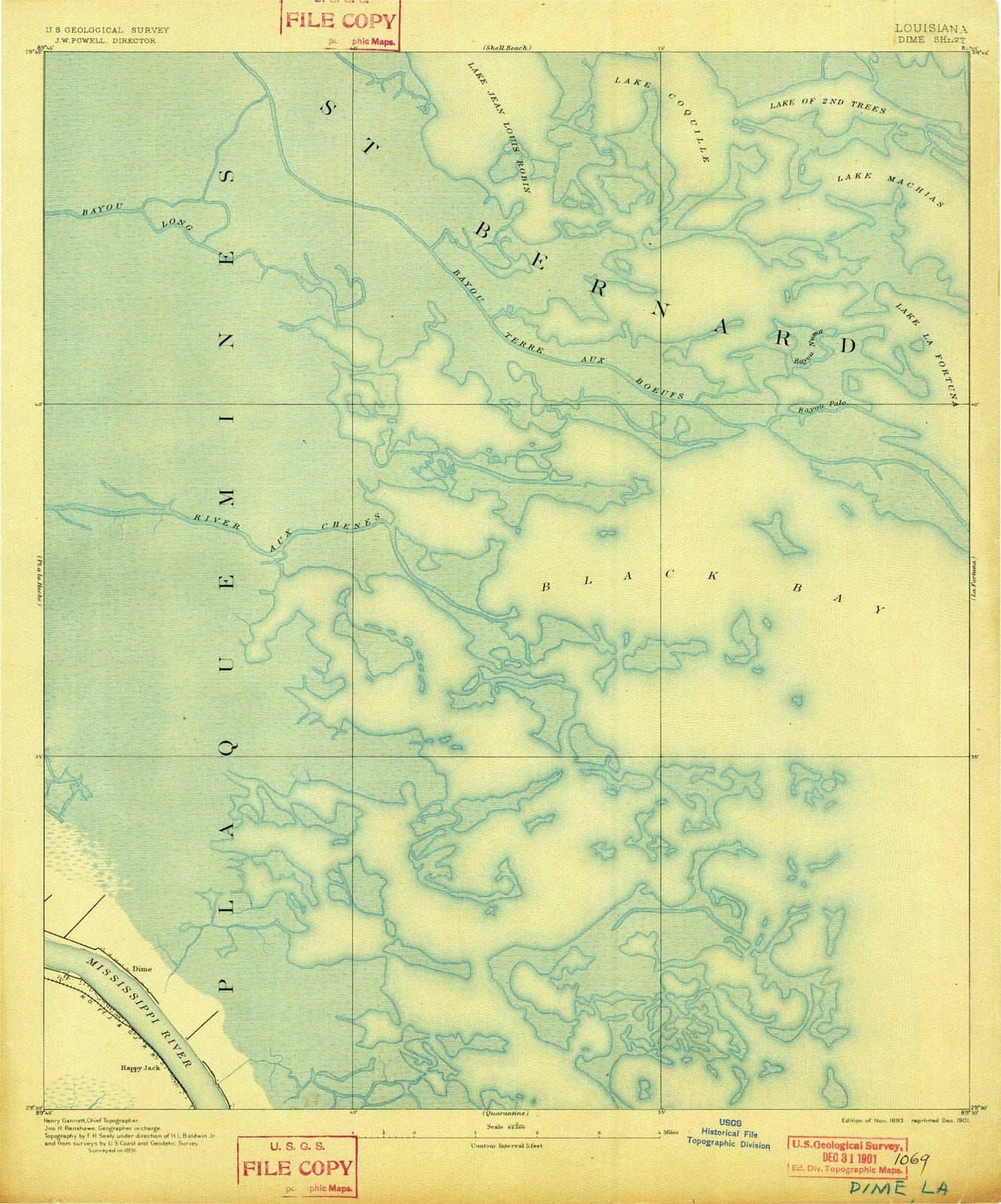 1893 Dime, LA - Louisiana - USGS Topographic Map