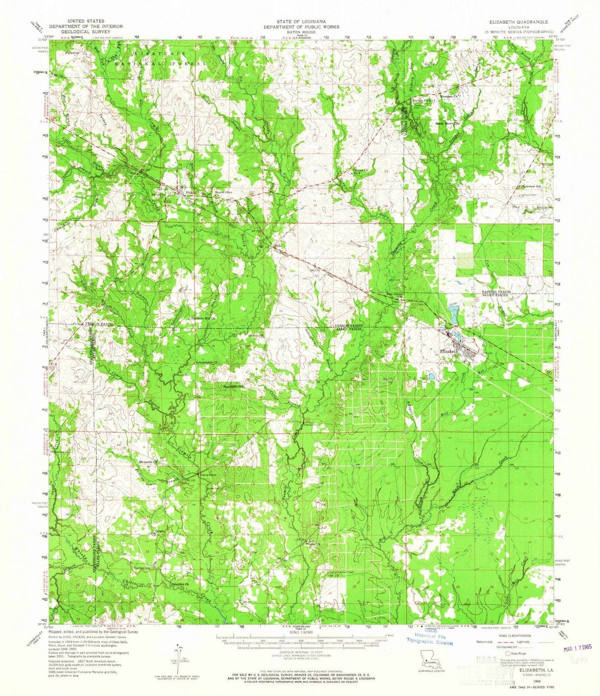 1959 Elizabeth, LA - Louisiana - USGS Topographic Map
