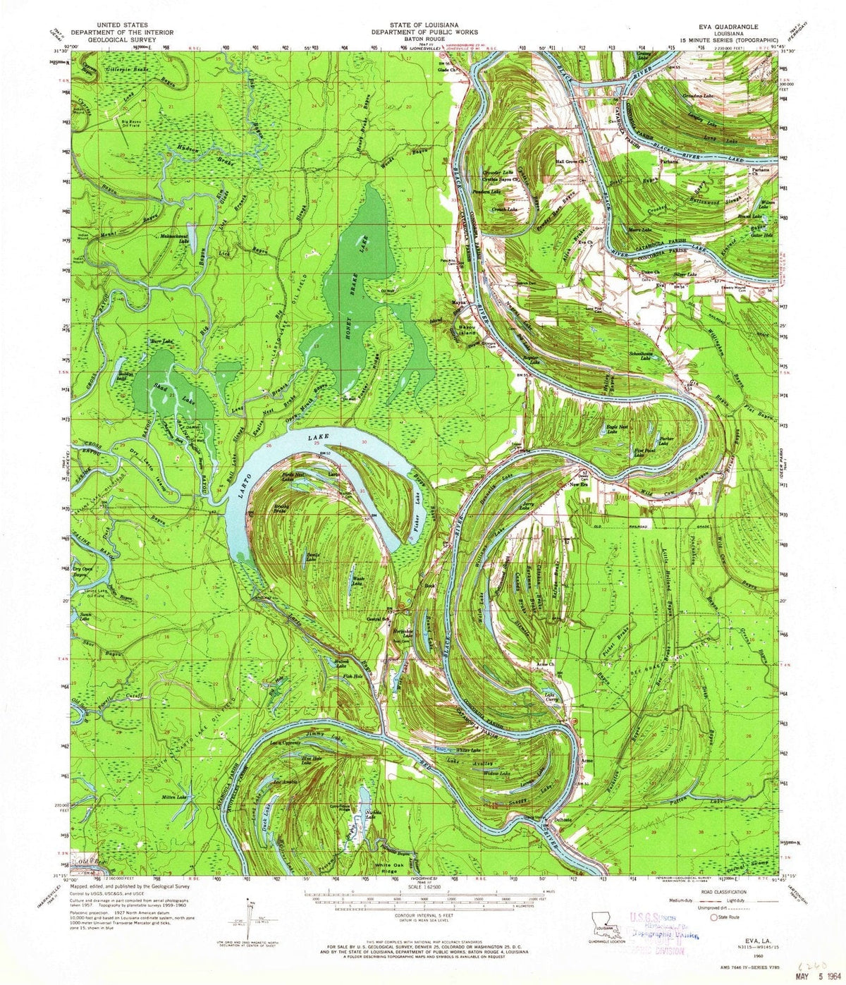 1960 Eva, LA - Louisiana - USGS Topographic Map