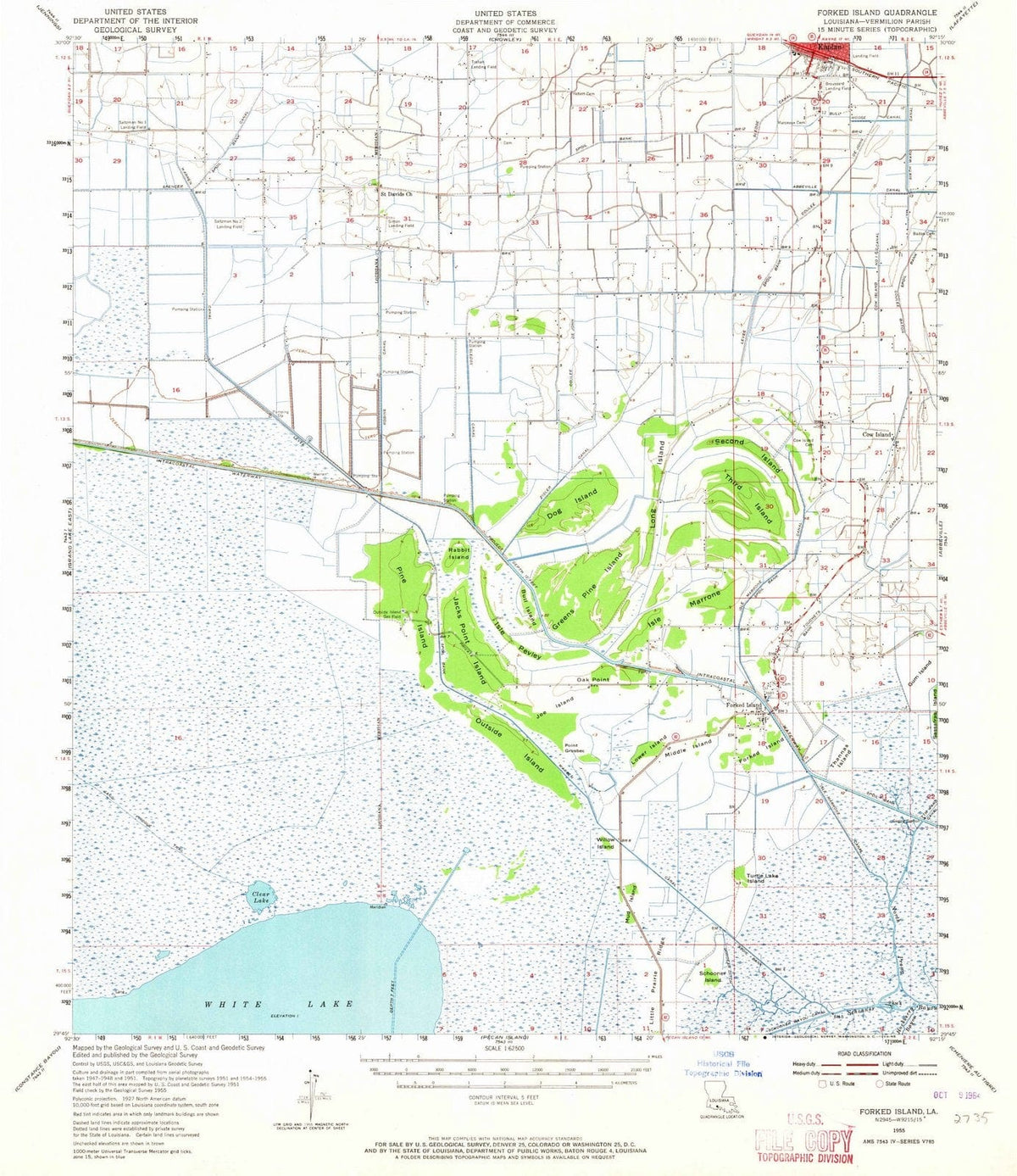 1955 Forked Island, LA - Louisiana - USGS Topographic Map