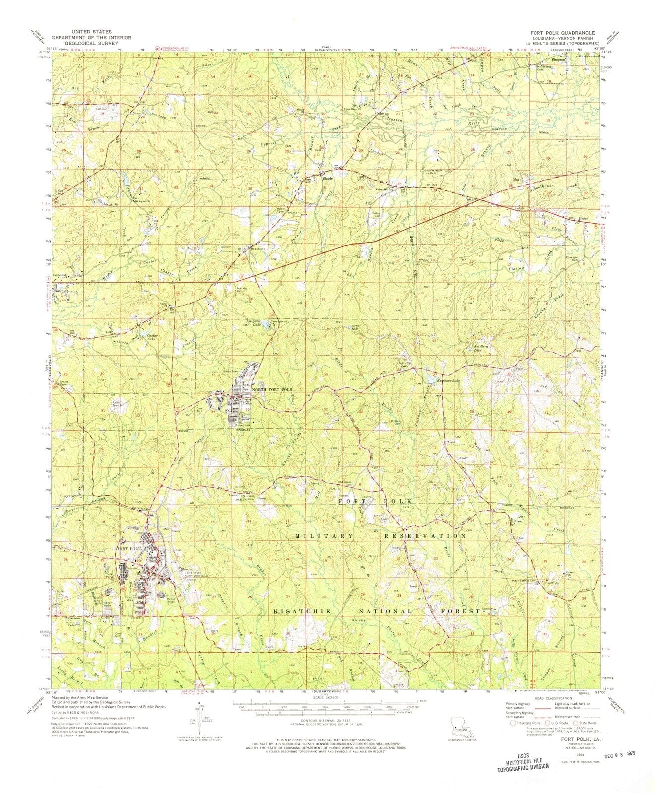 1974 Fort Polk, LA - Louisiana - USGS Topographic Map