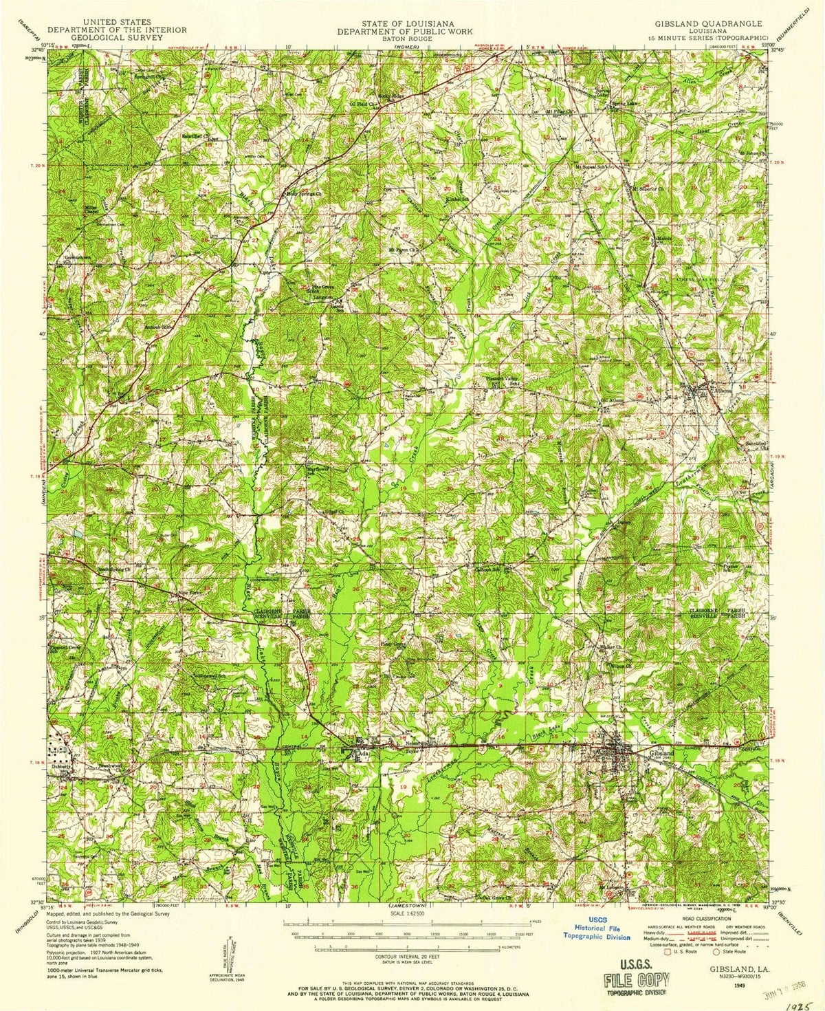 1949 Gibsland, LA - Louisiana - USGS Topographic Map