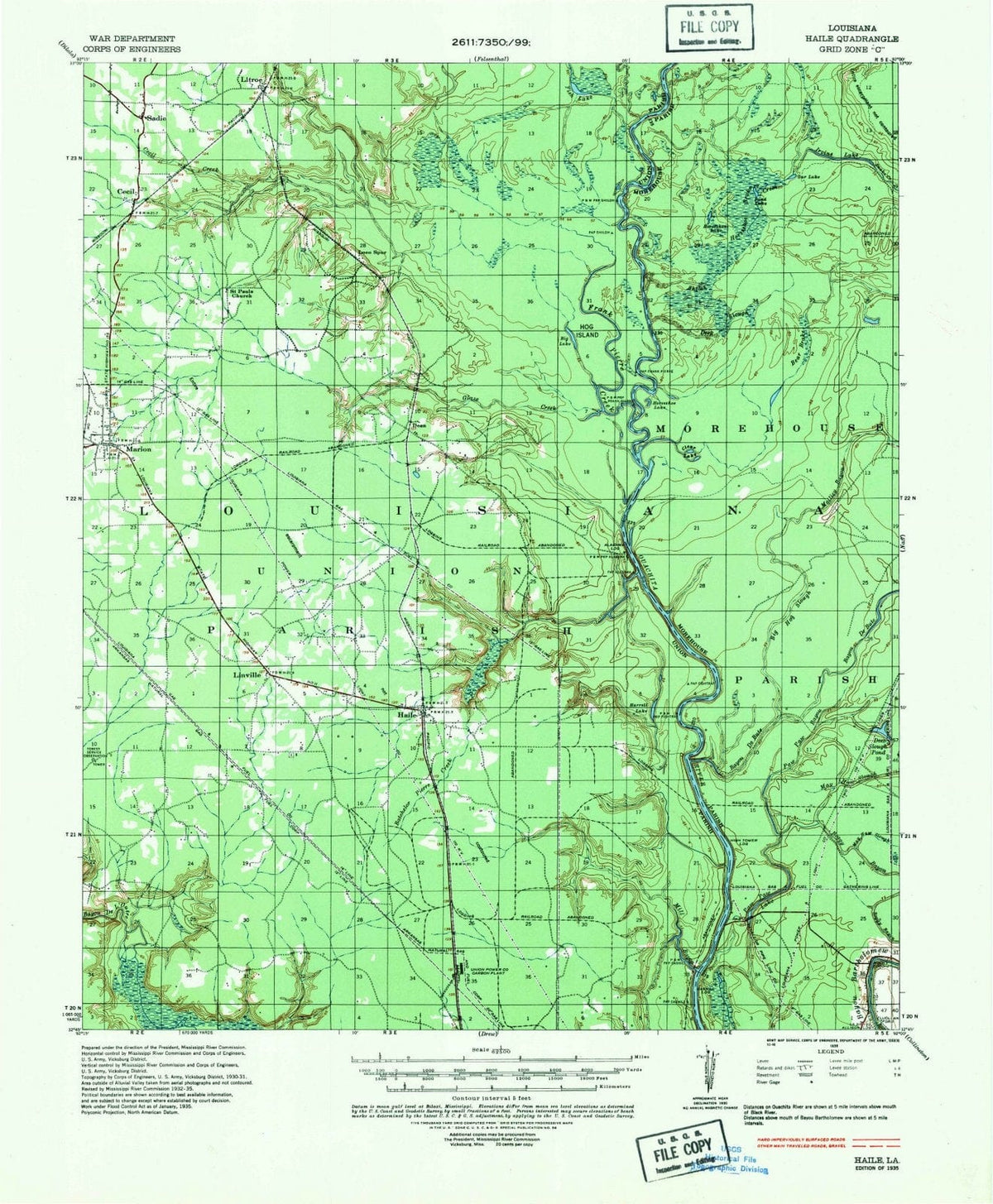 1935 Haile, LA - Louisiana - USGS Topographic Map