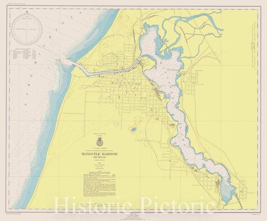 Manistee Harbor Michigan 1951 Nautical Chart - Historical Map Print