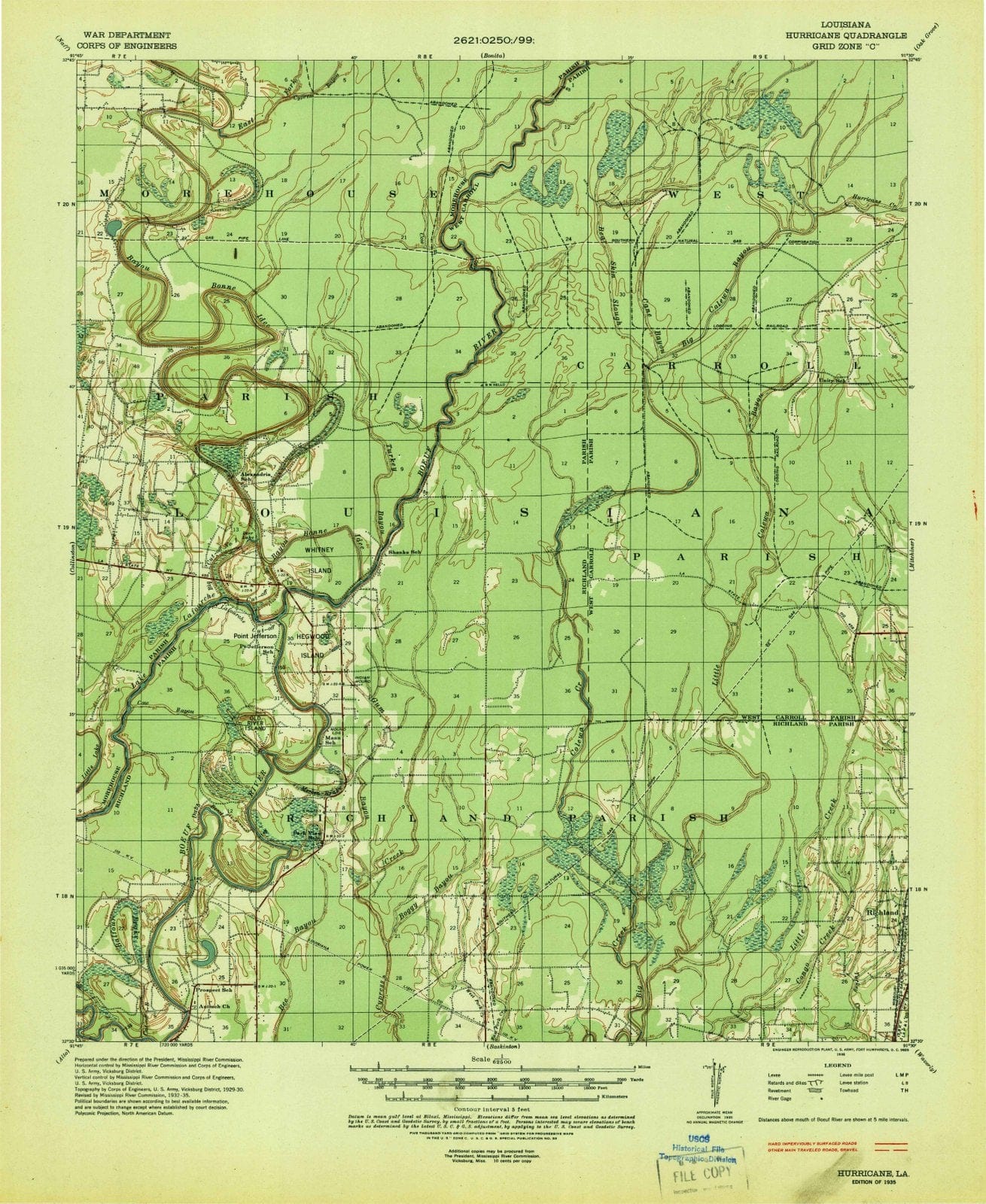 1935 Hurricane, LA - Louisiana - USGS Topographic Map