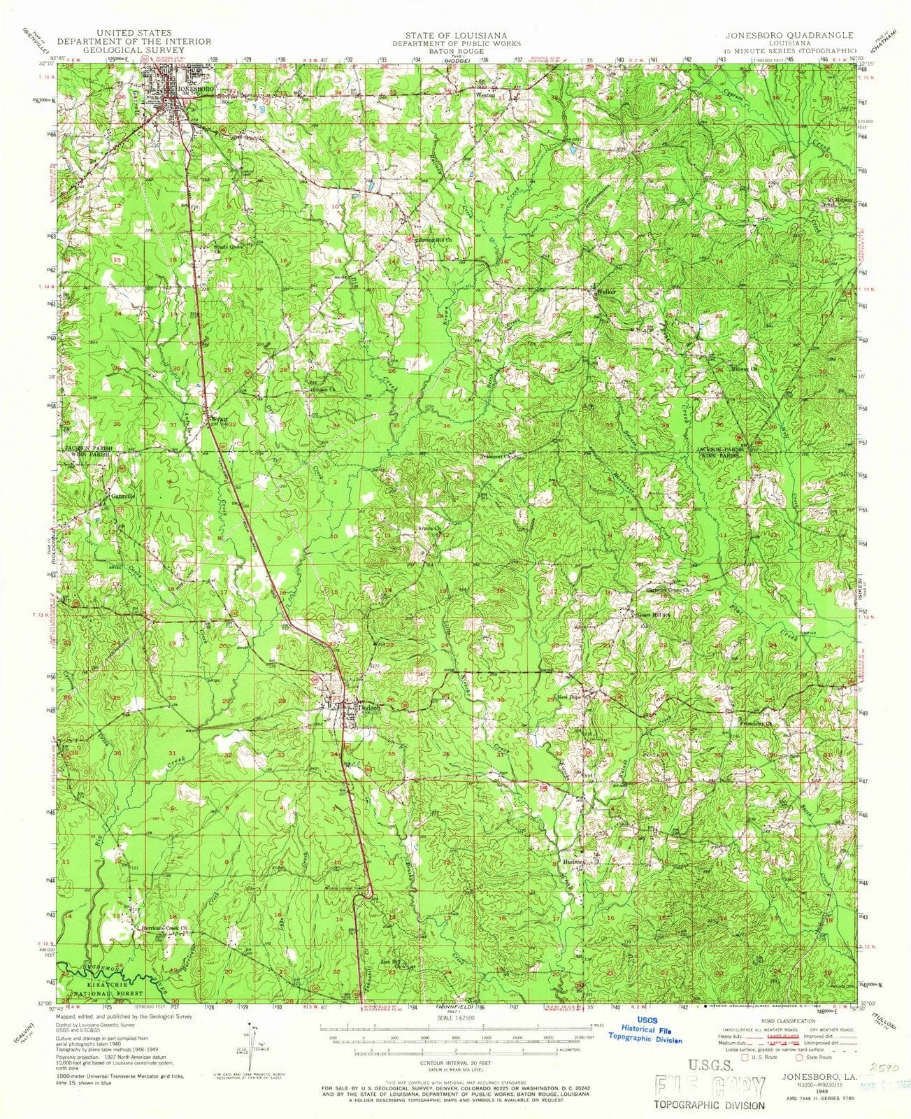 1949 Jonesboro, LA - Louisiana - USGS Topographic Map