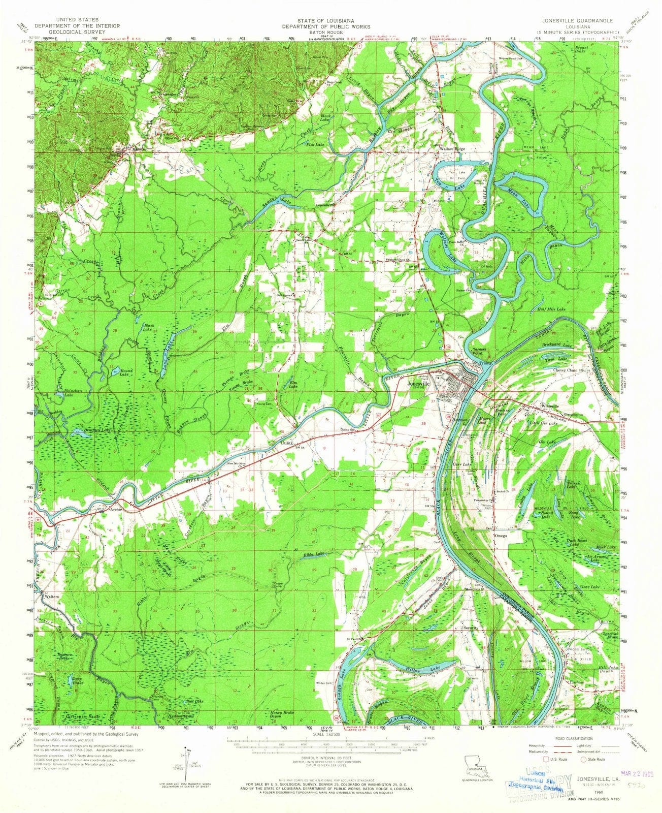 1960 Jonesville, LA - Louisiana - USGS Topographic Map