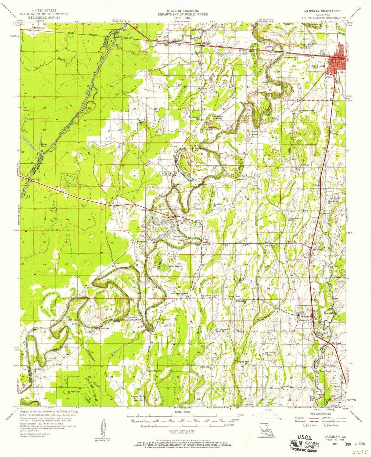 1957 Mangham, LA - Louisiana - USGS Topographic Map