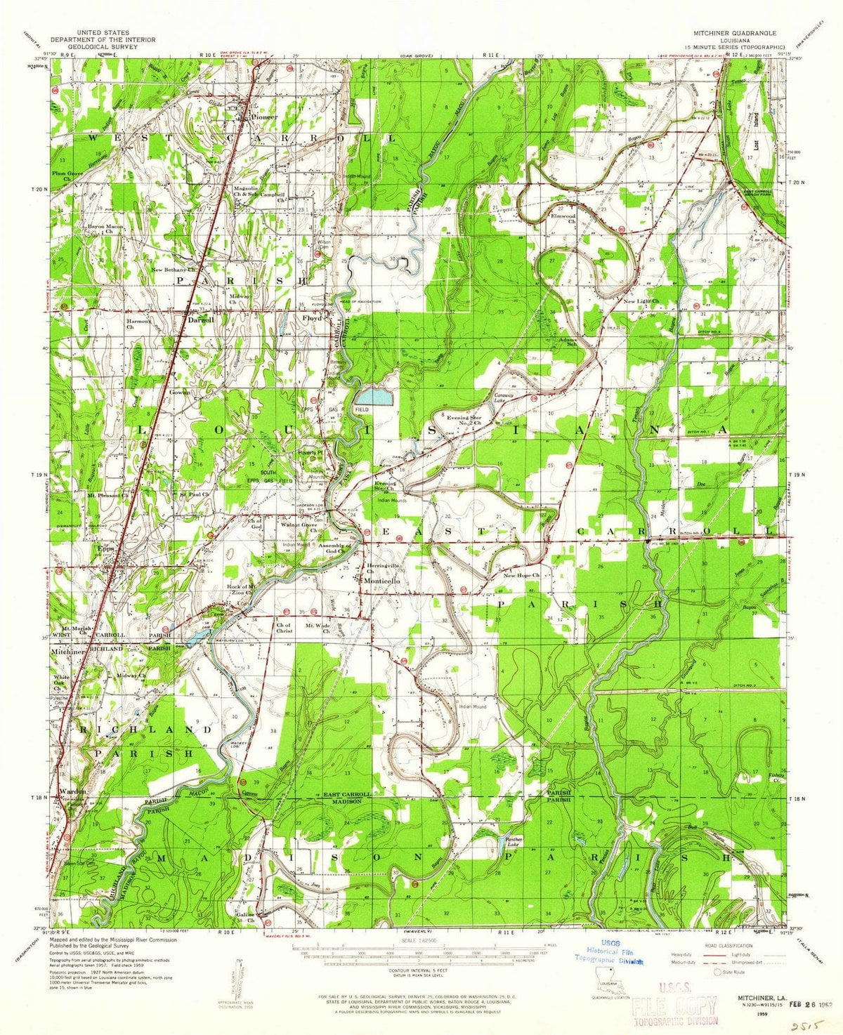 1959 Mitchiner, LA - Louisiana - USGS Topographic Map