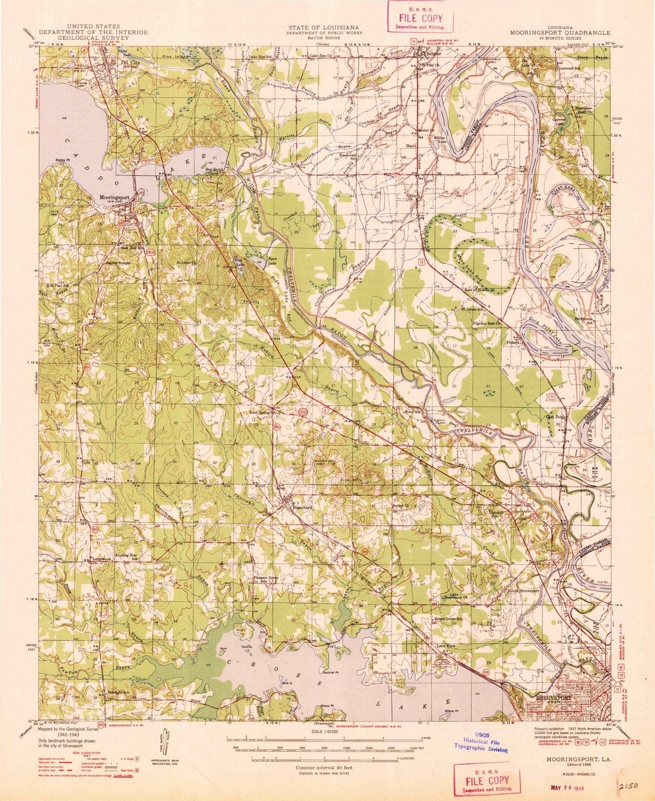 1948 Mooringsport, LA - Louisiana - USGS Topographic Map