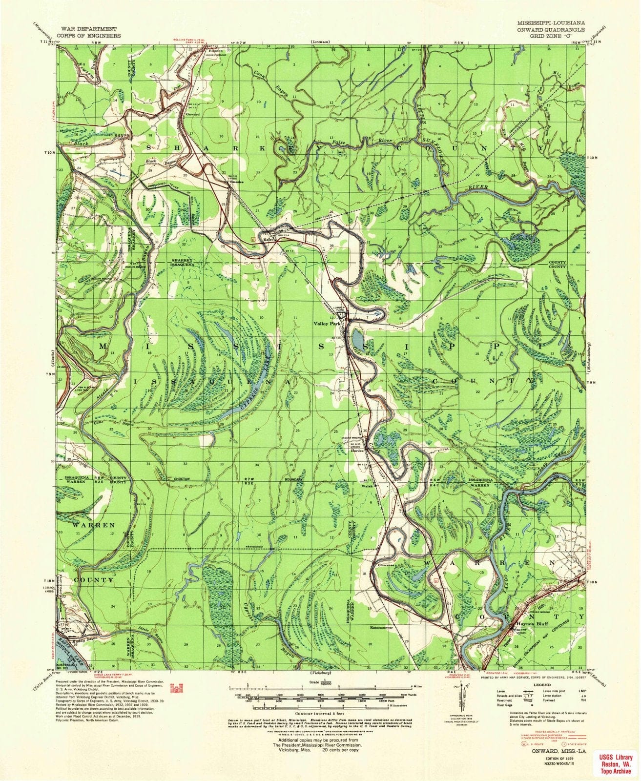 1939 Onward, MS - Mississippi - USGS Topographic Map