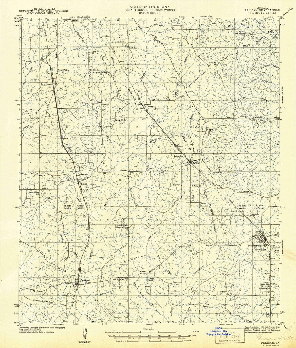 1941 Pelican, LA - Louisiana - USGS Topographic Map